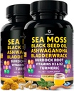 Sea Moss Capsules - 17-in-1 Blend med Black Seed Oil Ashwagandha Bladerwrack Burdock Root gurkemeje Vitamin D3 K2 C for daglig wellness - Multimineral supplement til mænd og kvinder - 240 Greve