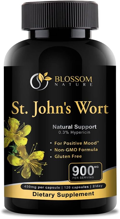 St Johns Wort 900mg- Mood Support * -Calm Supplements * -120 Vegetabilske St Johns Wort Kapsler (2 Måned Supply), 450mg Vegan, Non- GMO St. John 's Wort (Hypericum Perforatum), 0,3% Hypericin per Cap