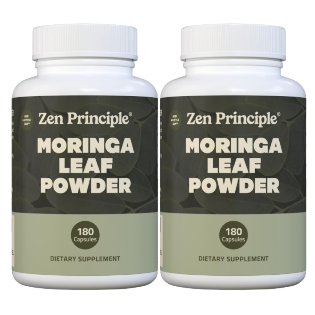 Zen Principle Organic Moringa Oleifera. Ultra-Premium. Giver en All Natural Energy Boost og Multi- Vitamin. En rå superfood, Vegan, Ingen GMO og Gluten Free. 360 kapsler.