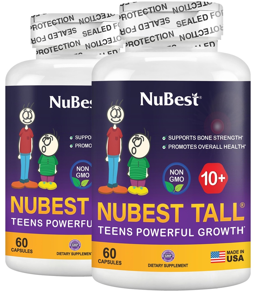 NuBest Tall 10 + - Advanced Bone Strength Formel - Understøtter Immunitet, sund udvikling & Optimal Wellness - for børn (10 +) & Teens der drikker mælk dagligt - Pack 2 Medical 124; 2 Months Supply