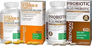 Bronson Probiotic 50 Millioner CFU + Prebiotic med Apple Polyphenoler & Ananas Frugt Extract + Vitamin B Complex Vedvarende udgivelse