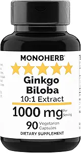 MONOHERB Ginkgo Biloba Extract 1000 mg - 90 Vegetariske kapsler