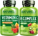 NATURELO C-vitamin kapsler, 90 Tæl B-vitamin Complex 120 Tæl