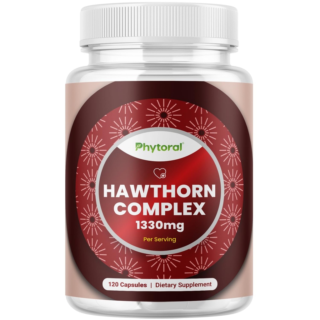 Høj styrke Hawthorn Berry Kapsler - Pure Antioxidant Hawthorn Berry tillæg med Leaf & Flower Extract 4: 1 for Heart Health & fordøjelse - Energistøtte til mænd og kvinder - 120 Count Pack