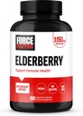 FORCE FACTOR Elderberry Kapsler, Immunitetstillæg og antioxidanter Supplement for mænd og kvinder, Daglig Immunitet Boost, Vegan, No Gelatine, Non- GMO, 100 Vegetabilske Kapsler