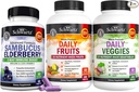 BioSchwartz Daglige frugter og grøntsager supplement til kvinder og mænd (2 måneders forsyning) Plus Elderberry med zink og C-vitamin til voksne immunforsvar (2 måneders forsyning)