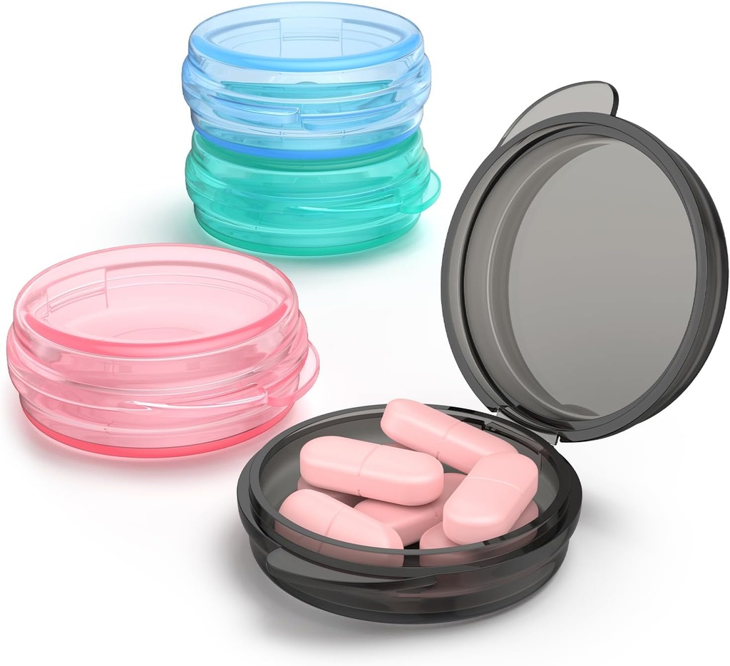 Lille pillekasse, (4 Pack) Rejsepillekasse Portable Daily Pill Organizer Mini Medicine Storage Container til Pocket Purse Cod Lever Oil Storage Box Earplug Case