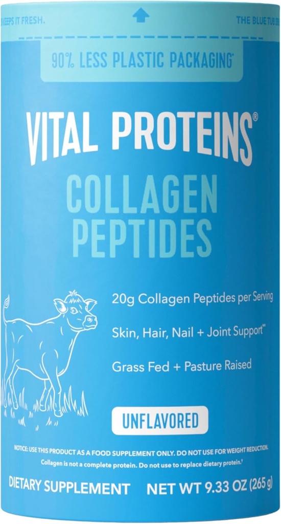 Vital Proteins Collagen Peptider Powder - Understøtter hår, negle, hud, ben & fælles sundhed, Unflavored, Collagen Protein 9.33 OZ