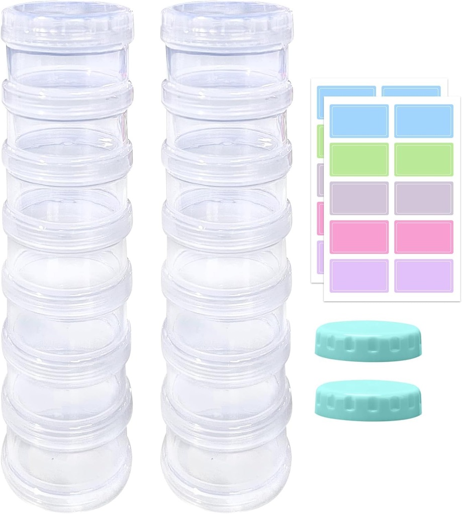 2 Pack 7 Dag Pil Organizer sag Stakbare ugentlige kosttilskud Vitamin piller Holder Dispenser Stor gennemsigtig klar med ekstra låg