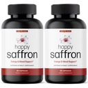 Ultra6 Nutrition Happy Saffron Kosttilskud - 100% Pure Saffron Extract Supplement for Eye Health Support - Mood Enhancer for Women & Men (pakke med 2)