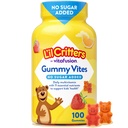 L 'il Critters Gummy Vites No Sugar Added Daily Gummy Multivitamin for Age 2 + Toddlers & Kids, C-vitamin, D3 for Immun, Strawberry og Orange Flavors, 100 Gummies