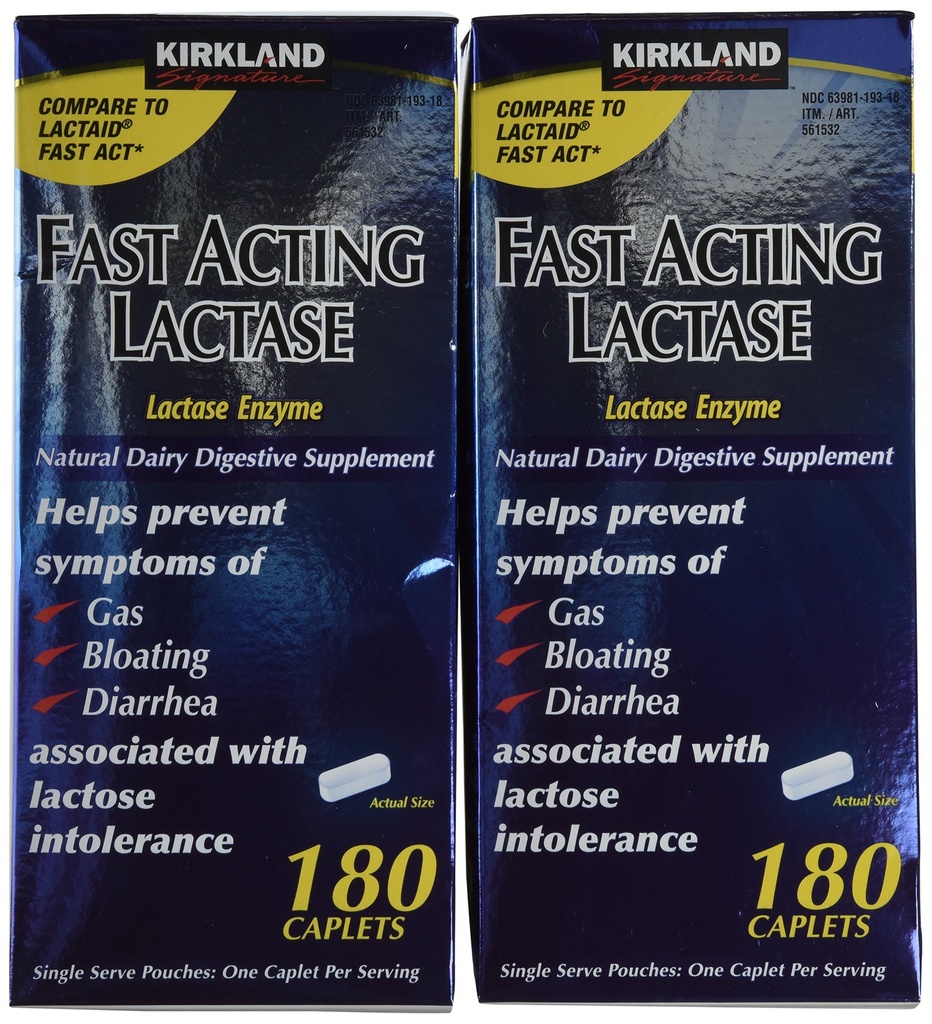 Kirkland Signature Fast Actioning Lactase, (2 Pack), 360 Ct Caplets