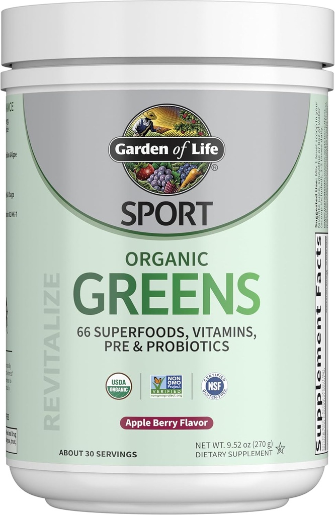 Have of Life Sport Nutrition Greens og Superfoods Powder til kvinder og mænd - Apple Berry, Organic Blend - Spirulina, Frugt, Vitaminer, Pre & Probiotika, Svampe, Atletiske Kosttilskud, 30 Servering