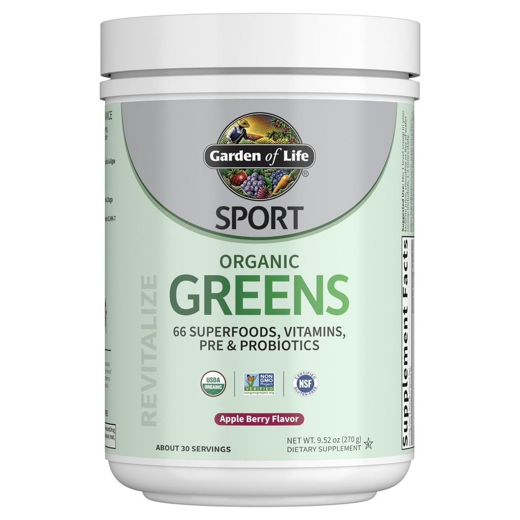Have of Life Sport Nutrition Greens og Superfoods Powder til kvinder og mænd - Apple Berry, Organic Blend - Spirulina, Frugt, Vitaminer, Pre & Probiotika, Svampe, Atletiske Kosttilskud, 30 Servering
