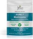Jetsu Pure 7 Organic Mushroom Extract Powder, Chaga, Cordyceps, Lions Mane, Maitake, Reishi, Shiitake & Tyrkiet Tail Mushrooms Supplement, for immunforsvar, Focus, Energy