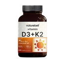 NatureBell Vitamin D3 5000 IE + K2 100 mcg, 240 Softgels against 124; Daily 2- in-1 Formel med Virgin kokosolie