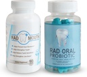 Rad Oral Probiotika til tænder og tandkød med Rad Mouth til tandkødsfølsomhed - Tandlæge Formuleret tandprobiotika med Lactobacillus Reuteri og Multivitamin til styrkelse af tandkød, tænder og Jaw Bone