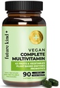 Fremtiden Kind Vegan Multivitaminer Komplet - 42- in-1 Vegan Multivitaminer til kvinder & mænd med enzymer, B12, zink, & Probiotika til fordøjelse (90 faner i genvundet flaske)