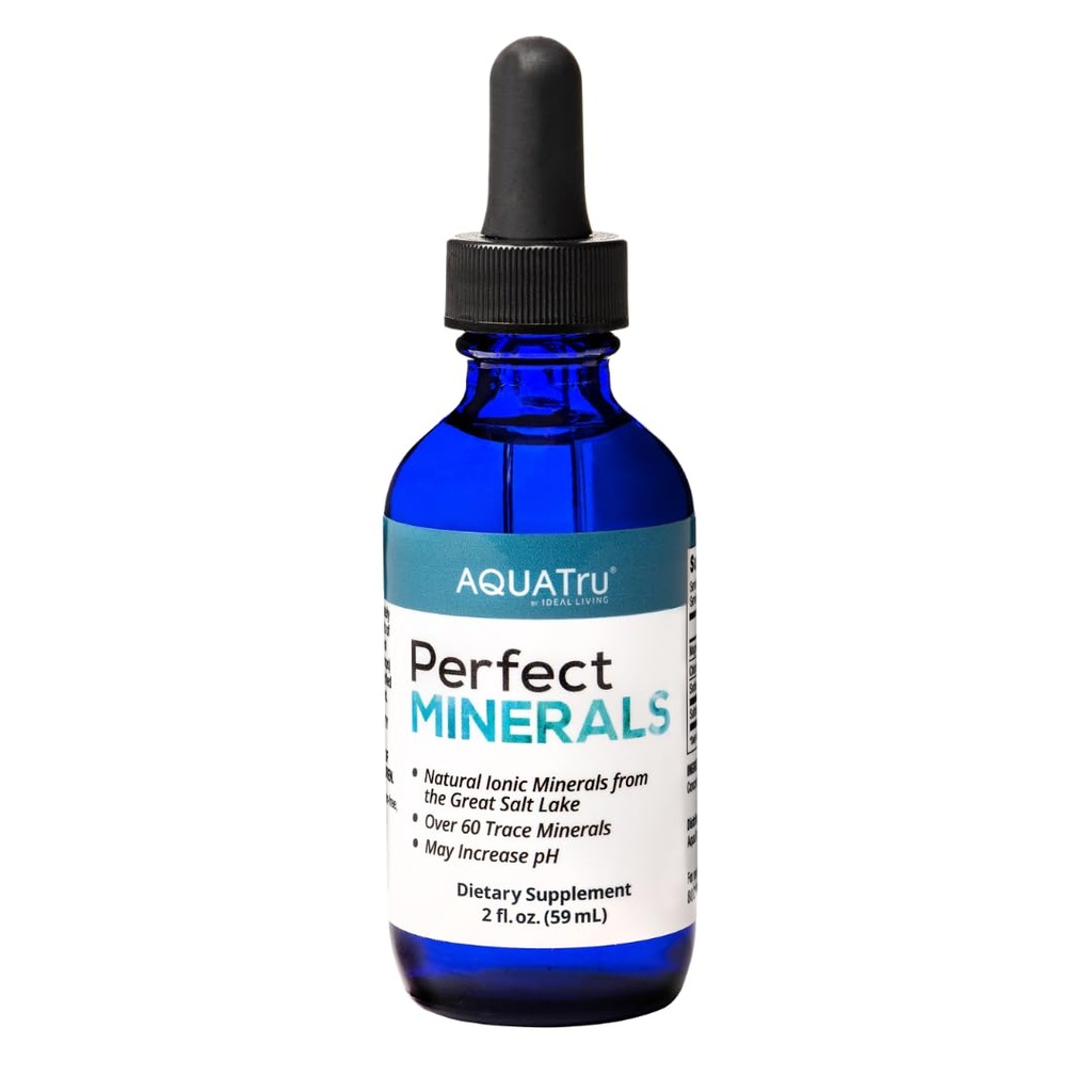 AquaTru Perfect Minerals - Mineral Drops for Water - rig med 72 Trace Minerals Herunder Magnesium, Zink & Calcium - 60ml Flaske Mineralizes Op til 230 Liter vand