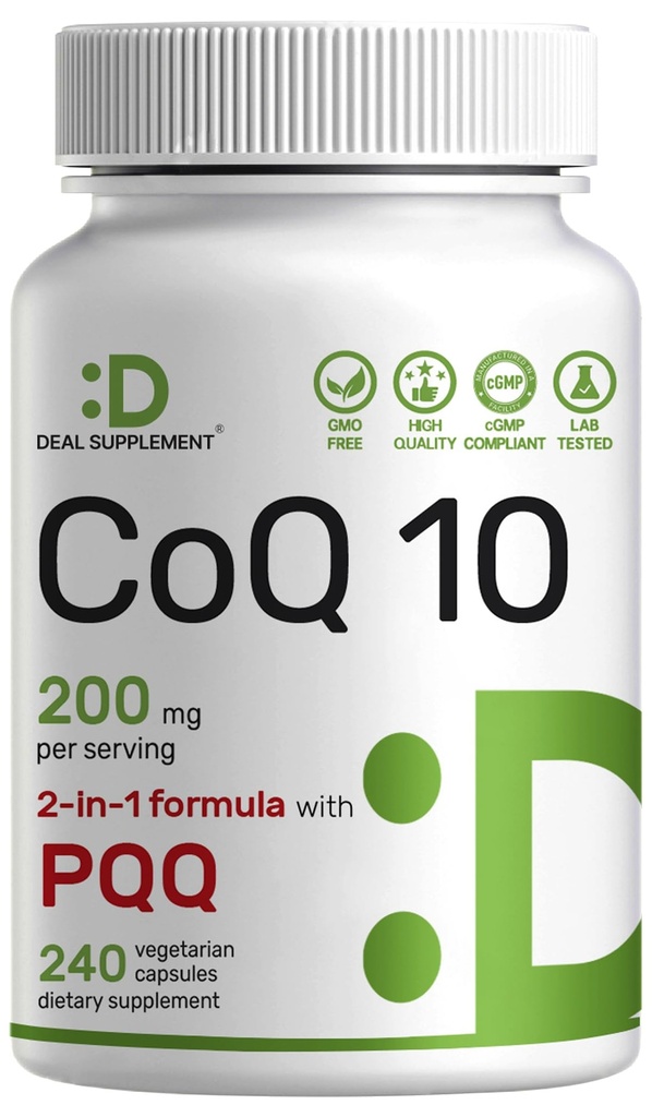 DEAL SUPPLEMENT CoQ10 200mg med PQQ 200mcg, 240 Veggie Kapsler