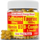 SHIZAM Taurine 1000mg Koffein 150mg Energy Gummies w D-3 B- 12 B Complex Inositol, Gel Gels Vitaminer Vitamin Capsules Drinks Drink Shot Chews Pills Powder Alt, Running Runners Supplement Kosttilskud