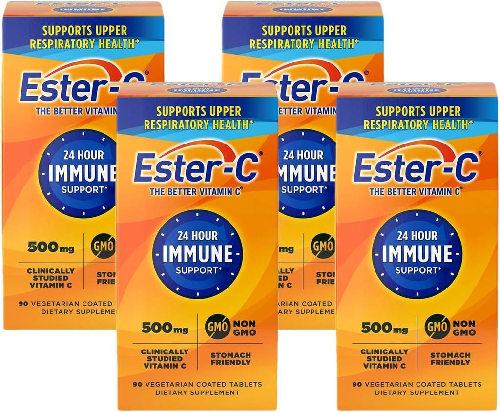 Ester- C 500 mg 24 timers C-vitamin tabletter til immunforsvar, C-vitamin tillæg, 90 greve (pakning med 4)
