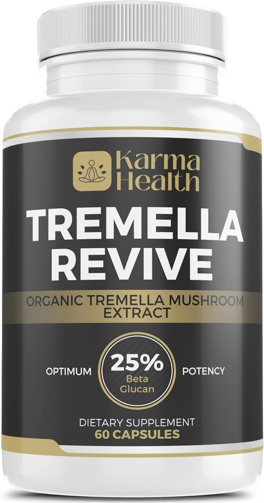 Tremella champignon Powder Kapsler - Komprimeret hvid svamp champignon pulver supplement - 25% Beta glucan indhold, Vegan & GMO fri. Sne svamp økologisk supplement