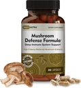DailyNutra Mushroom Defense Formel - Immunitet Support Name 124; Organic Mushrooms, Varmt vand Udtrukket - Reishi, Chaga, Maitake, Shiitake & Tyrkiet Tail (60 kapsler)