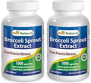 Best Naturals Broccoli Sprout Extract 1000mg per Serving - 120 Capsules (Pack of 2)