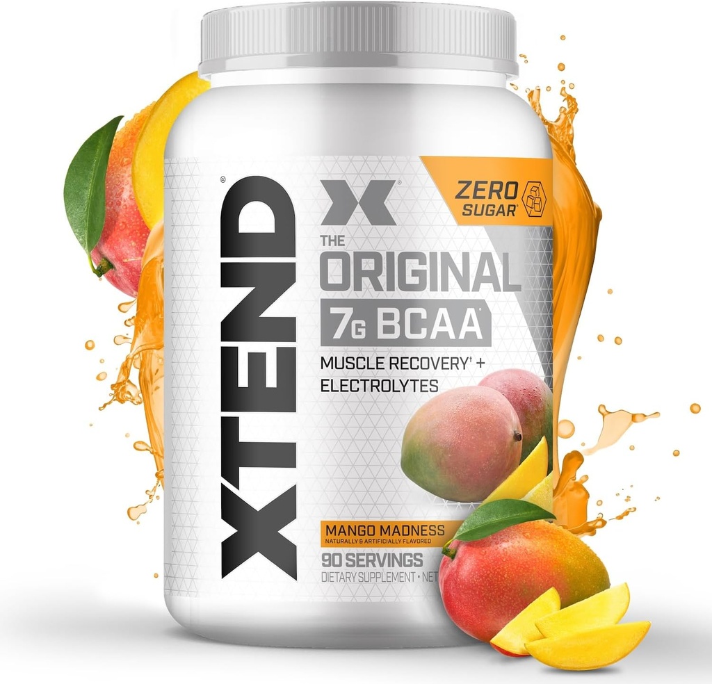 XTEND Original BCAA Powder Mango Madness Б124; Sugar Free Post Workout Muscle Recovery Drink med Amino Acids Б124; 7g BCAA for mænd og kvinder