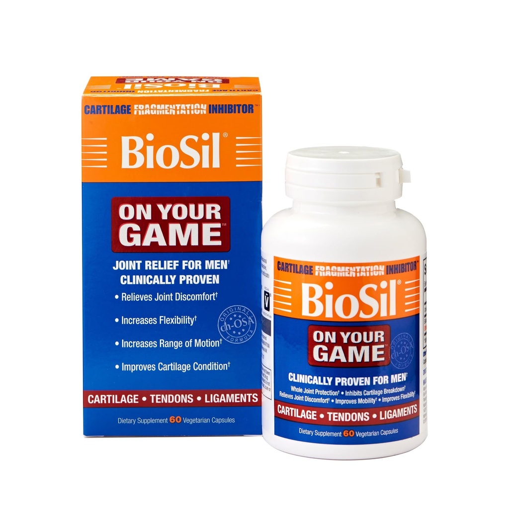 Biosil On Your Game - 60 Veggie Kapsler - med Patenteret ch- OSA Complex - Øge Collagen produktion til fælles smertelindring, fleksibilitet og vifte af bevægelse - GMO fri - 30-dages forsyning