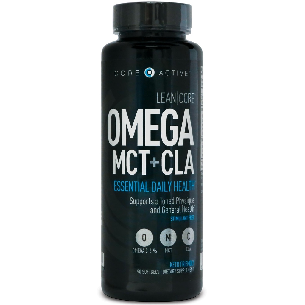 Lean CORE Omega MCT + CLA - Stimulant Free Health Formel, Lean Muscle & Toned Physique, Omega 3-6-9 Fedtsyrer - Flaxseed Fish Oil- Coconut Oil- Keto Friendly 30 Day Supply (90 softgels)
