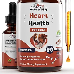 Hund Heart Health - Hjælper til at støtte hjerte-kar-funktion & Samlet hjerte-sundhed - Hund Heart Supplements - Heart Support til hunde - 1 fl oz