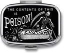 Metal 2 Segment Pill Organizer Travel Friendly Portable Compact Pill Box Cute Pill Case at holde vitaminer, Fish Oil, Kosttilskud, medicin, Tablet til purse, Pocket. (Black Scythe)