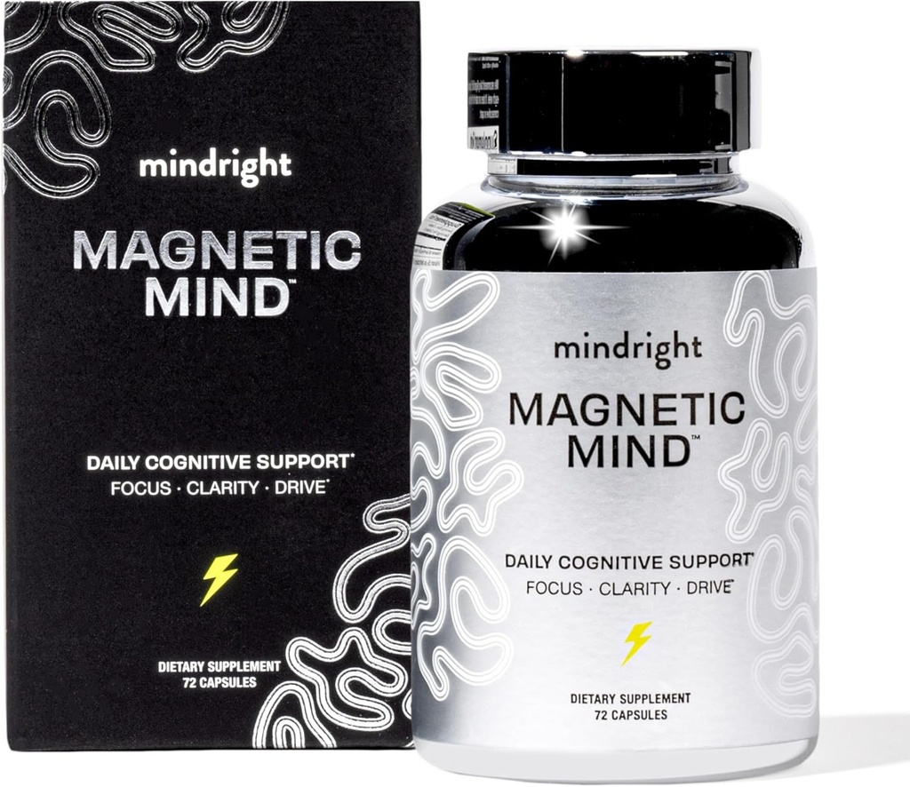 Magnetic Mind - Premium Cognitive Supplement for Ultra Focused Energy, Clarity, & Drive - Nootropic Designed for Long-Term Brain Health, Memory & Focus - 30 Day Supply - No Artificial Colors