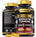 Berberine supplement til mænd og kvinder, 8in1 Formel med Quercetin, gurkemeje, Apple Cider Vincipeter, Beet Root & Mere - fordøjelig, immunforsvar - rig på næringsstoffer - 90 kapsler