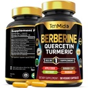 Berberine supplement til mænd og kvinder, 8in1 Formel med Quercetin, gurkemeje, Apple Cider Vincipeter, Beet Root & Mere - fordøjelig, immunforsvar - rig på næringsstoffer - 90 kapsler