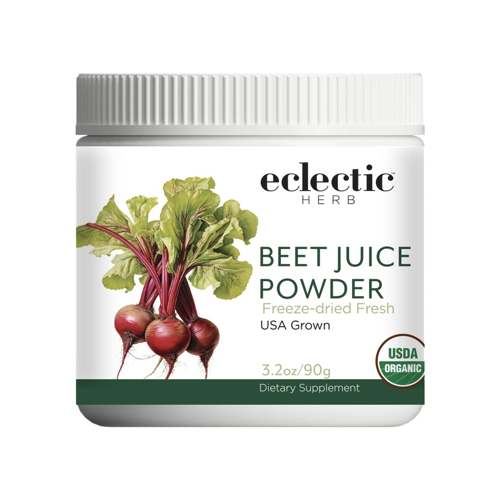 ECLECTIC INSTITUTE Raw Fresh Freeze- Tørred Beet Juice Powder Б124; 3,2 oz