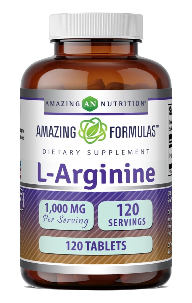 Amazing Formulas L- arginin Supplement Note 124; 1000 Mg Per Serving Note 124; Tablets Note 124; Aminosyre Supplement for kvinder & mænd; Non- GMO Note 124; Gluten Free