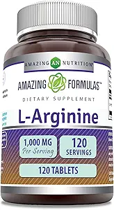 Amazing Formulas L-Arginine Supplement | 1000 Mg Per Serving | Tablets | Amino Acid Supplement for Women & Men | Non-GMO | Gluten Free | Made in USA (1 Pack | 120 Count)