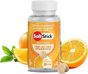 SaltStick Electrolyte FastChews - 60 Orange Chewable Electrolyte Tablets - Salt Tablets for Runners, Sport Nutrition, Electrolyte Chews - 60 Count Flaske