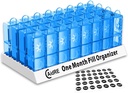 31 Dag Pill Organizer AM / PM - Månedlig Pill Box for Medicin, Vitamin & Kosttilskud - En måned 2 gange en dag Pill sag, 4 Uge Daglig Pill Organizer, Blå