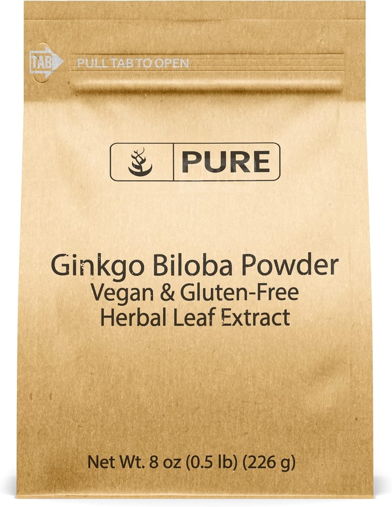Pure Original Ingredienser Ginkgo Biloba Powder (8 oz) Altid Pure, Ingen Fillers eller Tilsætningsstoffer, Lab Verified