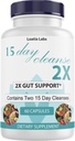 15 Day Cleanse 2X - Dobbelt Gut & Colon Support - Avanceret Gut Cleanse Detox for kvinder og mænd med Alfalfa, Cascara Sagrada, Probiotika & Psyllium Husk - Non- GMO - Made in USA - 60 Kapsler (1 flaske)