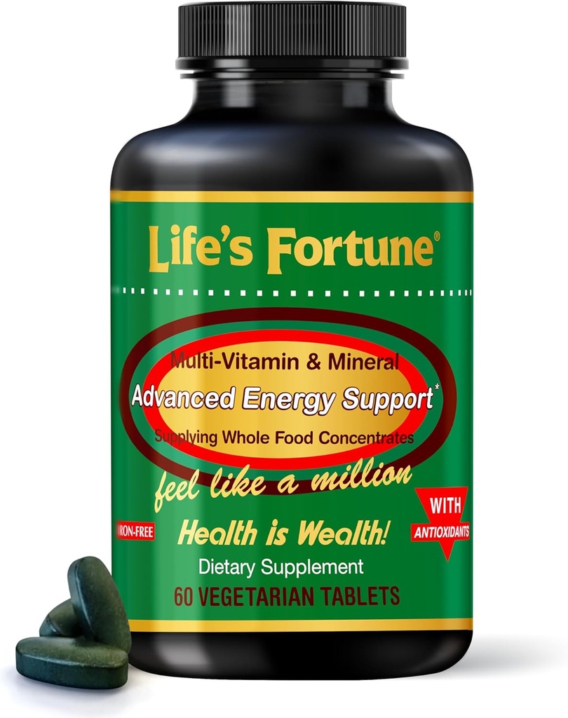Livets Fortune Multivitamin & Mineral 60 tabletter, Alle naturlige energi kilde leverer hele fødevarer koncentrat, antioxidanter, Aminosyrer, enzymer, trace mineraler & mere