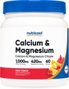 Nutricost Calcium Magnesium Powder (Fruit Punch, 60 Servere) - Knoglestøtte, Non- GMO, Gluten Free (fra Calcium Citrat og Magnesium Citrat)