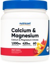 Nutricost Calcium Magnesium Powder (Fruit Punch, 60 Servere) - Knoglestøtte, Non- GMO, Gluten Free (fra Calcium Citrat og Magnesium Citrat)