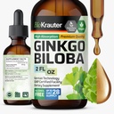 BIO KRAUTER Ginkgo Biloba Extract - Flydende Ginkgo Biloba Kosttilskud til hjerne - Vegan, Alkohol & Sukker Free - 2 Fl Oz
