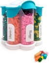 Ekstra Stor Pill Organizer Daglig, Ugentlig, Månedlig Supplement Flaske, Cute Blossom Pill Dispenser med 7 XL kompartmenter, Easy- Open Pill Box for Vitaminer, Medicin, Etiketter inkluderet (Teal)