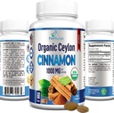 Økologisk Ceylon kanel - 1000 mg per servering, Certificeret Økologisk sand kanel supplement, antioxidant, hurtig absorption - 60 tabletter
